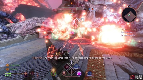 Elgar&rsquo;nan can release Fireballs that land in front of him.