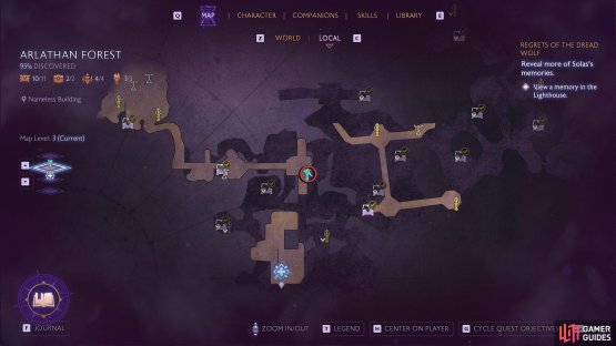 The Nameless Building can be reached from Ruin&rsquo;s Reach after accepting the Spirits of the Dalish quest.