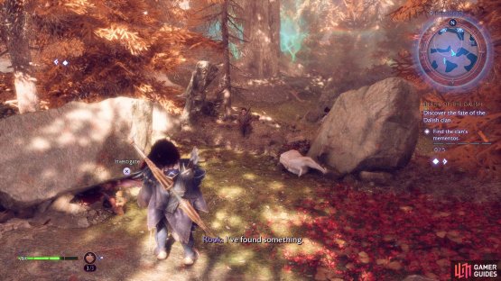 The first Memento can be found on a corpse underneath a rock.