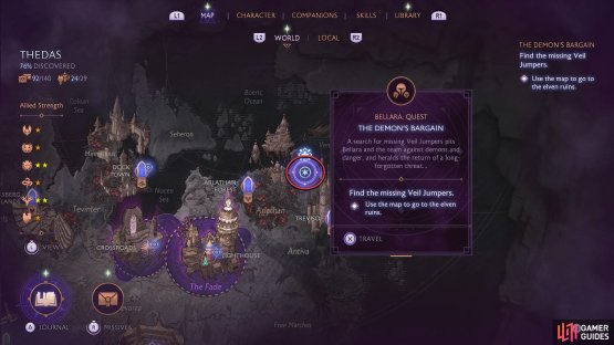 Make sure you select the Elven Ruins to travel to, and not Arlathan Forest, as they&rsquo;re different places.