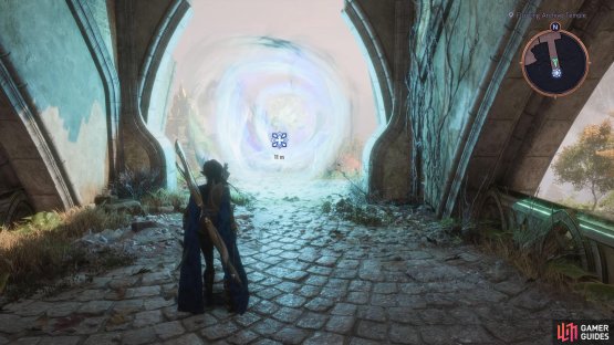 Follow the path south and go through the portal at the end.