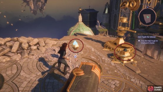 Now, place the Power Crystal onto the relic device to power it up.