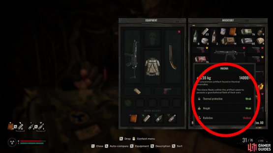Most Artifacts will give positive (green text) and negative (red text) effects.