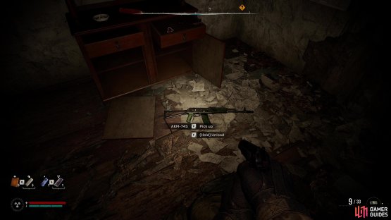 Search the northern house for a better gun.