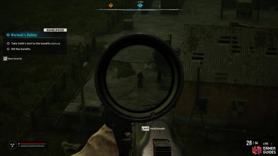 Use your new gun to take out the Bandits from atop the Water Tower.