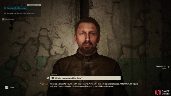 Then deliver the news to Akopyan at Slag Heap for double the reward!