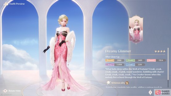 Dreamy Glimmer is the 4 Star Outfit for the Bubbling Affection banner.
