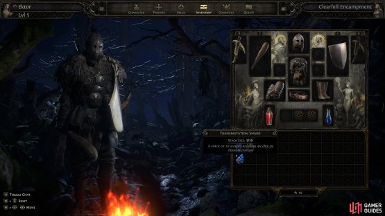 If you trade a magic (blue) piece of gear to Una, you&rsquo;ll get a Transmutation Shard.