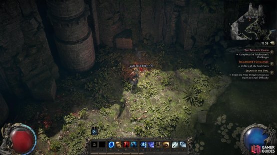 Another objective you&rsquo;ll encounter is to gather three Vaal Soul Cores and place them in the statues at the entrance.