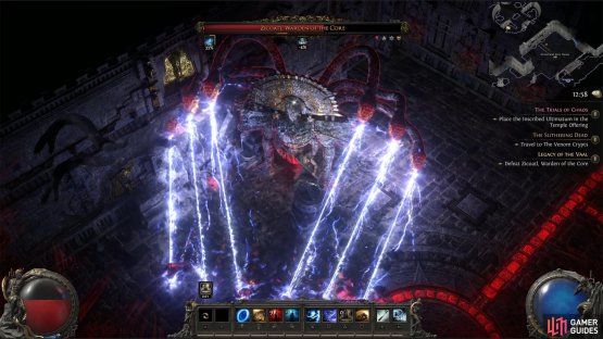 Stand behind Zicoatl when it unleashes lightning beams on both sides.