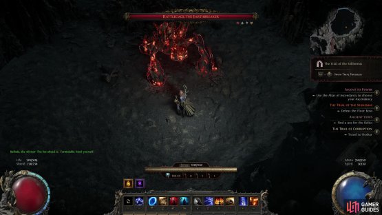 to encounter the trials&rsquo; final boss - Rattlecage the Earthbreaker!