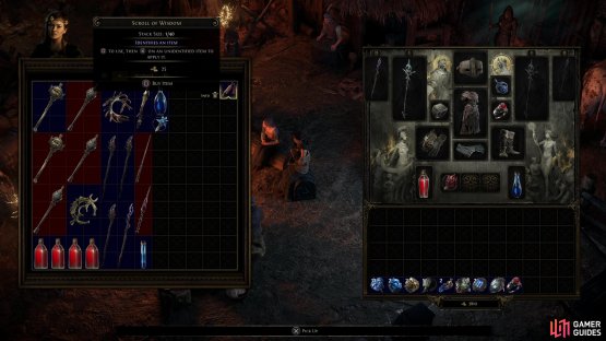 but when your unidentified gear invariably starts to outnumber your Scrolls of Wisdom, you may have to buy more from Una.