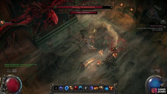 When Jamanra summons a sandstorm, take cover behind the barrier erected by Sekhema Asala.