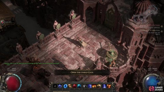Accompany Sekhema Asala and she&rsquo;ll open several gates while you fend off attackers.