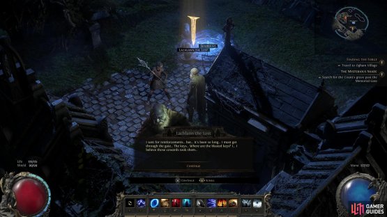 Talk to Lachlann the Lost when you reach the Cemetery of the Eternals,