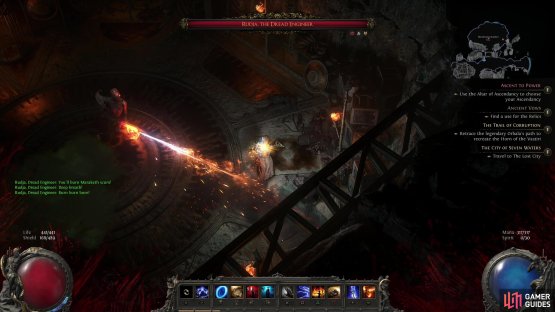 More dangerous than the grenades is Rudja&rsquo;s flamethrower, which can be use to fire concentrated, high-damage bursts,