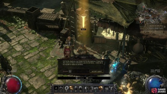 then return to the Ziggurat Encampment and talk to Servi to start this quest.