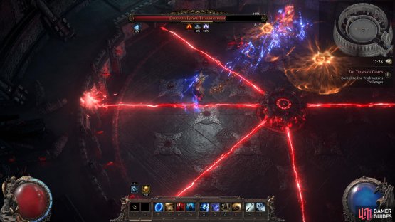 When the central pillar rises, beams will appear out of them while rotating around the arena.