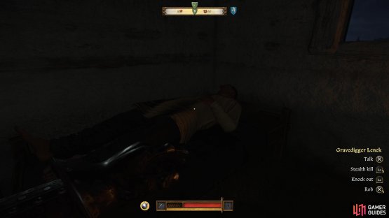 Approach the Gravedigger while he is sleeping