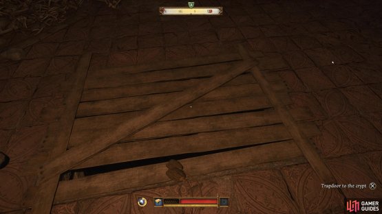 Interact with the trapdoor to reach the crypt 