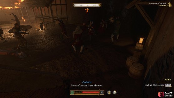 You will spot Christopher immediately in front of you at the start of the battle, in green.