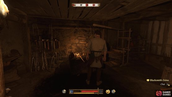 and then get some equipment from Blacksmith Osina.