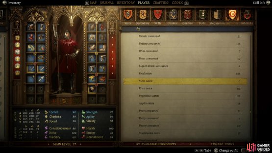 Check your stats screens to ensure you haven&rsquo;t eaten any meat,