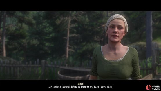 and talk to the huntsman&rsquo;s wife, Zlata, to start this quest.