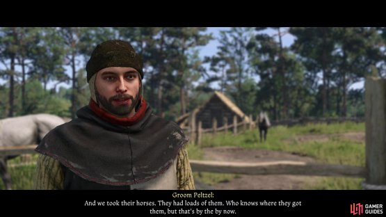 then head outside and talk to Peltzel about the horses.