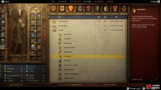 Perks like Ambusher will make your sneak attacks more powerful.