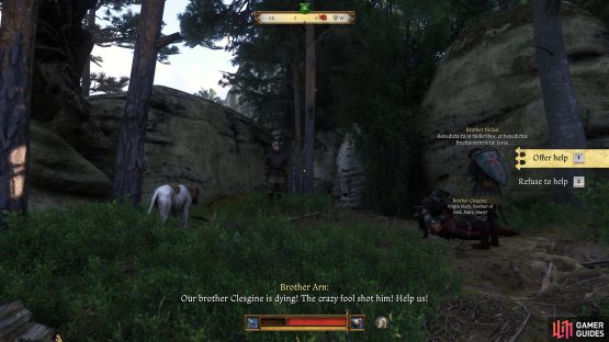 You will find some knights on your return to the hermit.