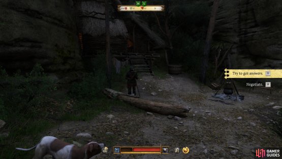 Talk the hermit down and then you have a choice on whether to kill or help him.
