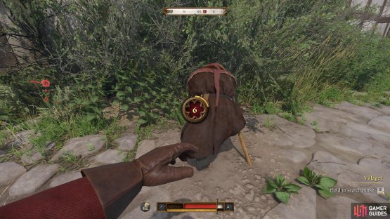Crouch behind someone and hover their pouch on their belt and hold the rob button in.