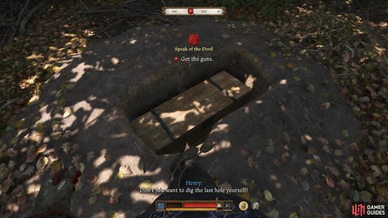 dig up various holes to find the guns