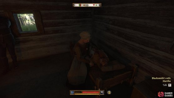 Head into the Blacksmith&rsquo;s house to find his wife to begin the quest.