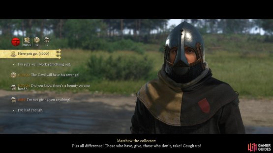 and then select the &ldquo;did you know there&rsquo;s a bounty on your head?&rdquo; choice to avoid paying a fee.