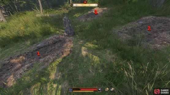 Dig each of the three graves.