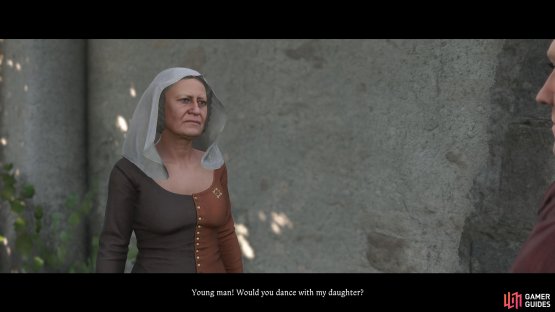 As you go through the gate into the courtyard, Dobravka&rsquo;s Mother will ask you to dance with her daughter.