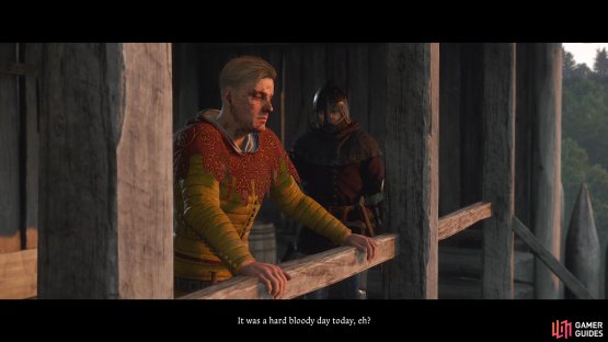 Speak to Hans near the blacksmith. Tell him he did what he could, and play him at dice.