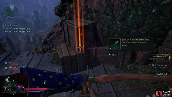 Climb the tower to find the Idol of Violent Rebellion.