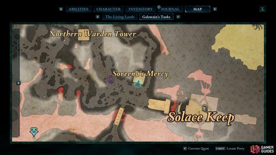 Head outside Solace Keep for the final cartographer.