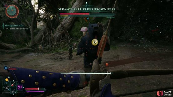 Beating this bear will trigger the first choice with the Voice.