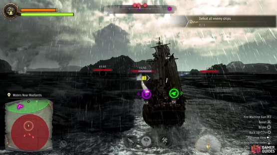 Your pirate ship&rsquo;s crew will determine the damage done by your cannons and machine gun.