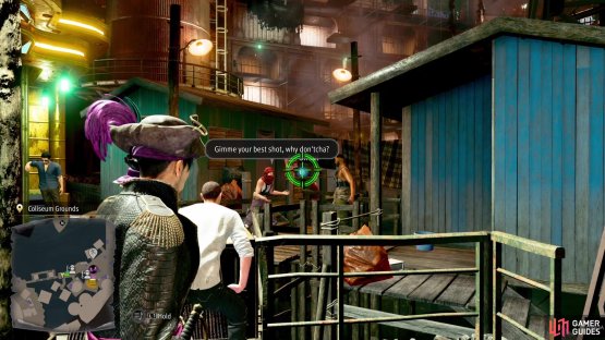 Just before the stairs, look south to spot the Golden Ball on the one NPC.
