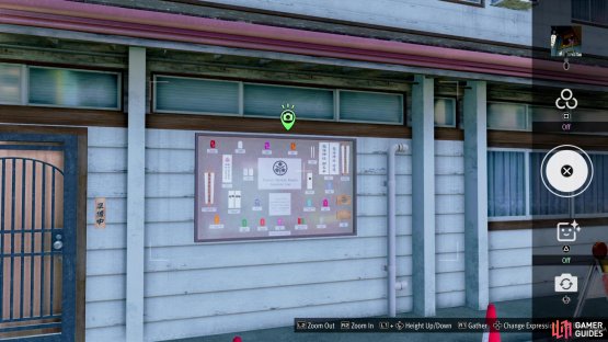 Check the wall of the building just west of it for the board with talismans on it.