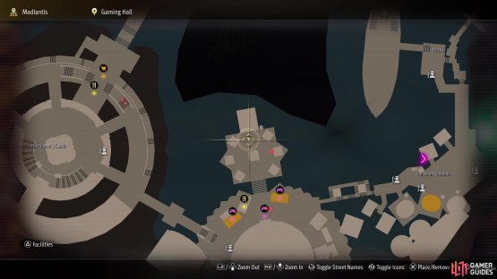 Head over to the Gaming Hall area and to this little spot on the north.