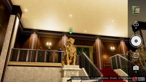 Go inside and snap a photo of the one statue by the stairs.