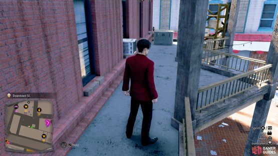 Climb the stairs and you&rsquo;ll find the container at the far end.