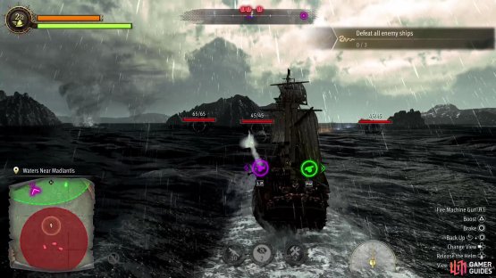 The machine guns will only fire in front of you, so they can be hard to line up.