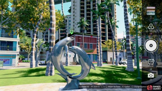 Snap a photo of the two dolphins statue for it to count.